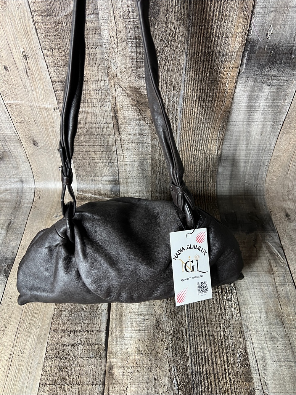 Zara Dark Brown small Leather Shoulder Bag